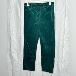 Loft green faux suede  ankle slim straight leg petite pants sz 4P office wear